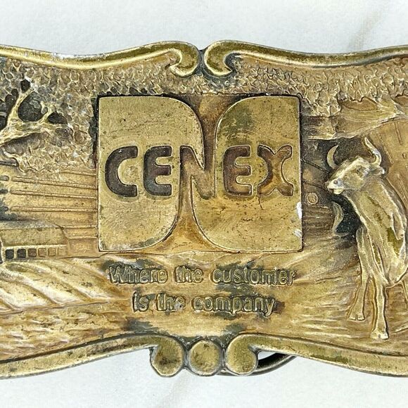 Vintage Bergamot Brass Works Cenex Farmers Union Central Exchange Belt Buckle ✨ - Picture 4 of 9